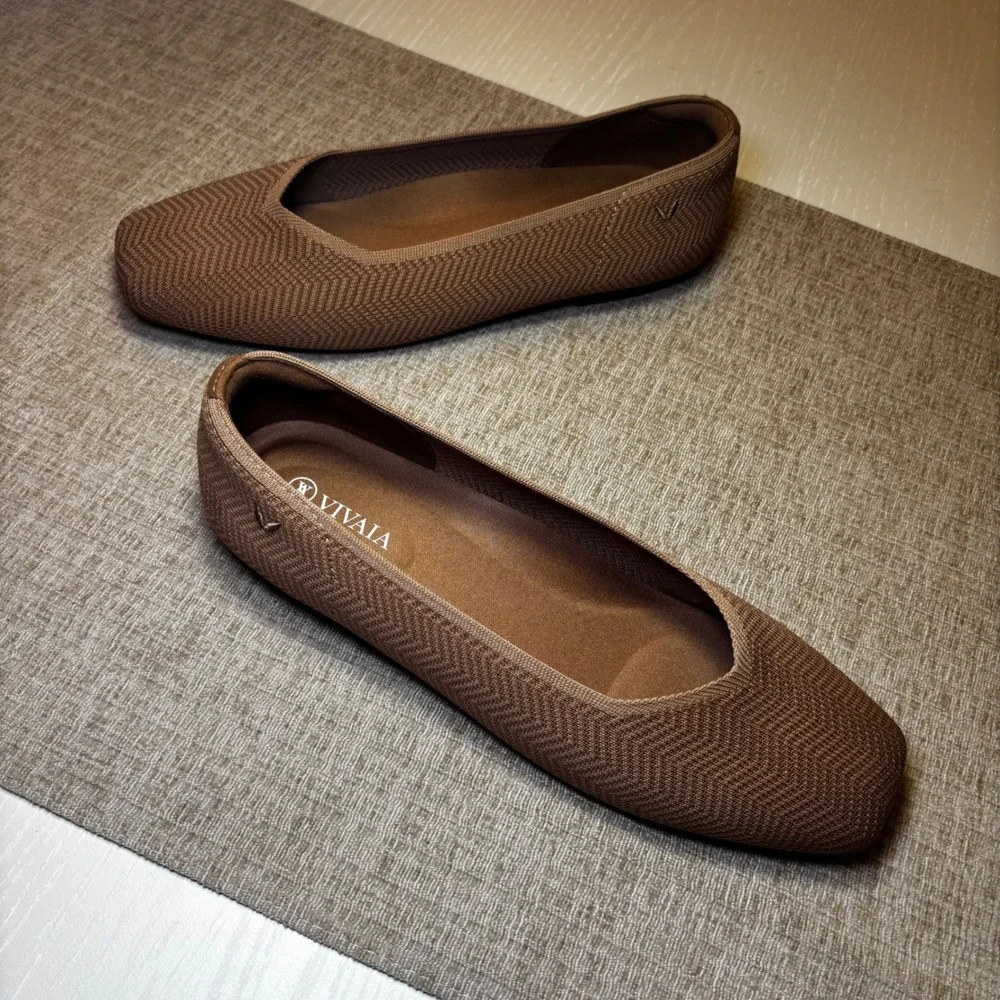 VIVAIA Margot 2.0 Espresso Square Toe Knit Flats‎ EU 40 / US 9